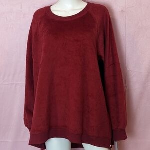Kinesis Rumba Red Faux Fur Zipper Side Pullover Sweater size 3X